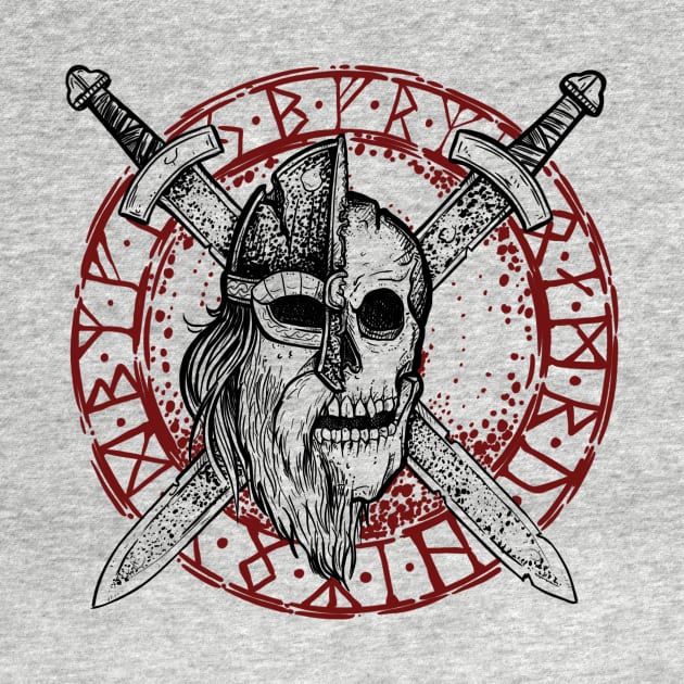 Undead viking warrior with runes tee by BlackForge